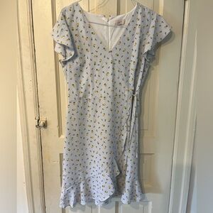 Loft floral asymmetrical hem wrap dress size 8